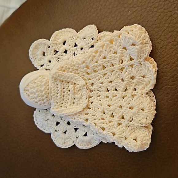 Vintage Country Cottagecore Crochet Angel Wood Christmas Tree Ornaments - Picture 2 of 8